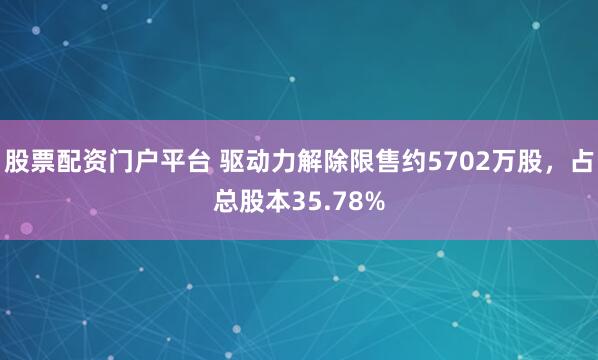 股票配资门户平台 驱动力解除限售约5702万股，占总股本35.78%